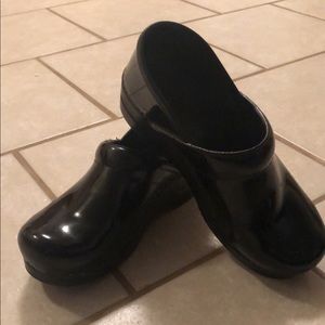 Dansko Black Patent Leather Clogs